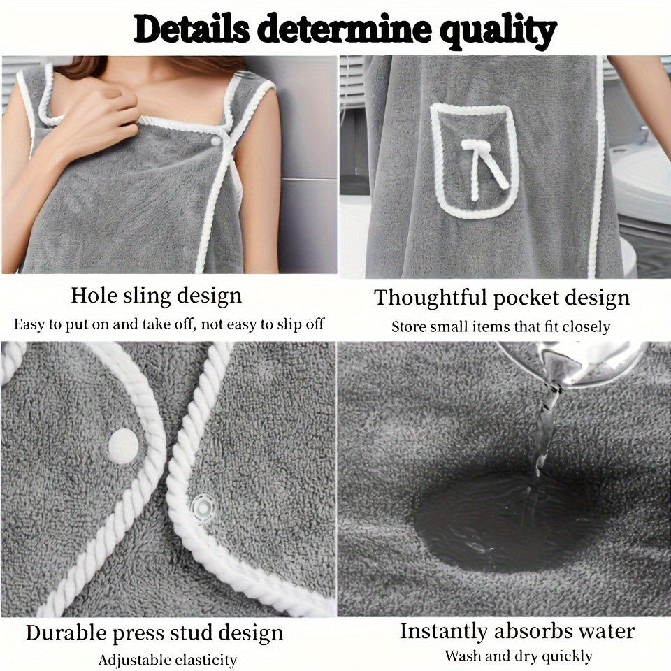 Wearable Bath Towel, Bowknot Coral Velvet Bath Skirt For Adults, Water Absorption, Quick Drying, Bath Towel, No Hair Loss, Bath