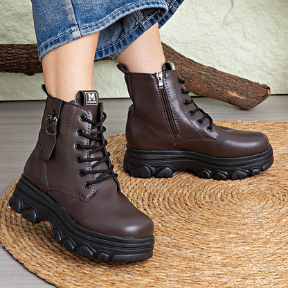 Bestselling Height Increasing Women2025Autumn and Winter New Fleece-Lined Non-Slip Short Boots for Petite Thick-Soled Faux Wool