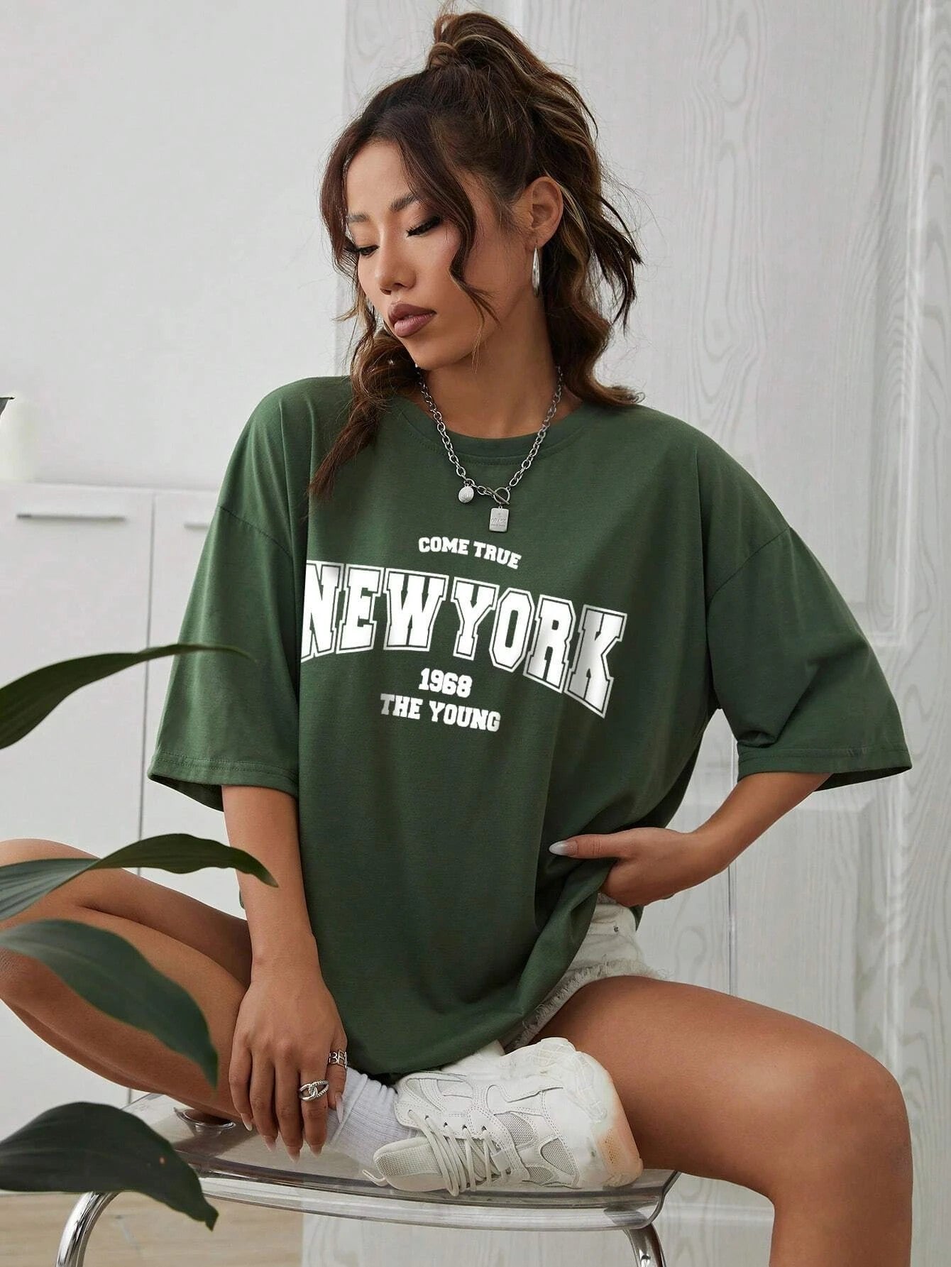 When 1968 The New York Is Young Cotton Woman Tshirts Oversize Daily Tshirts Creativity Streettshirt Individual Casual Clothes