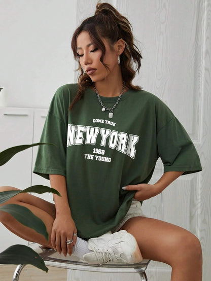 When 1968 The New York Is Young Cotton Woman Tshirts Oversize Daily Tshirts Creativity Streettshirt Individual Casual Clothes