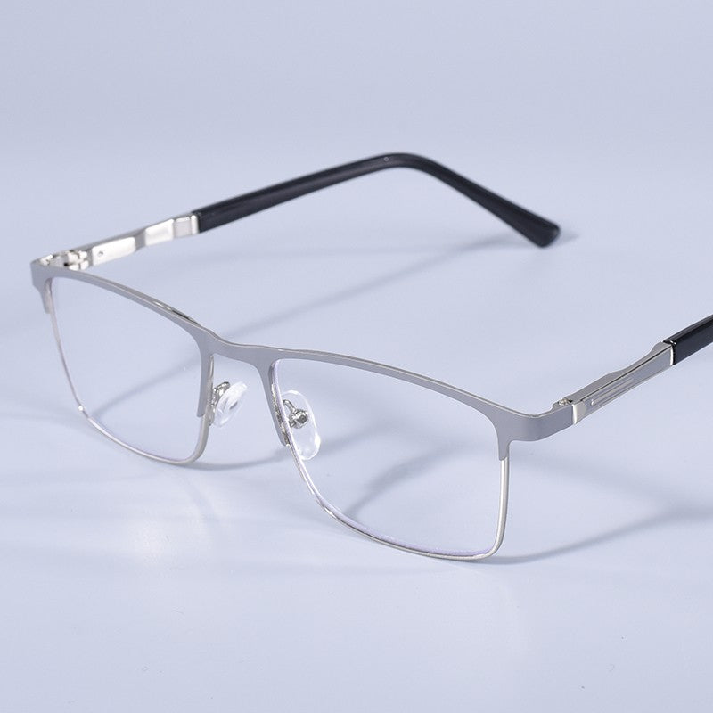 Anti Blue Light Men Reading Glasses Metal Full Frame Business Eyeglasses For Men Square Double Color Reading Eyewear +100+150