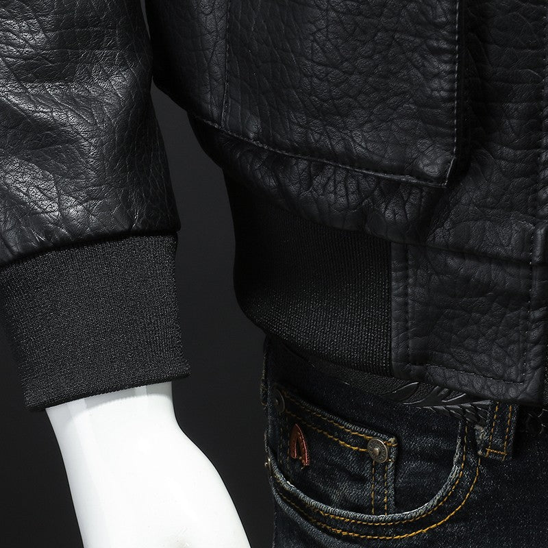 2024 New Men's Leather Coat Pilot Motorcycle Leather Coat Regular Thickened Large Leather Coats Embroidered Pocket Men Jacket