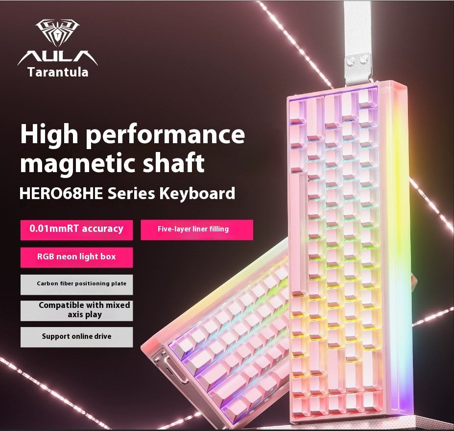 AULA Hero 68HE Magnetic Keyboard RGB Light Wired Hot Swap Esports 8K Gaming Hero68 Mechanical Keyboard Low delay PC Accessories