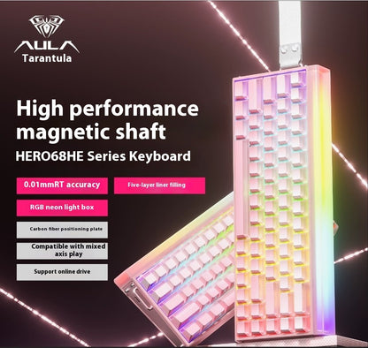 AULA Hero 68HE Magnetic Keyboard RGB Light Wired Hot Swap Esports 8K Gaming Hero68 Mechanical Keyboard Low delay PC Accessories