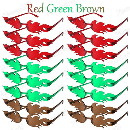 Fun Party Sunglasses Fire Flame Sunglasses Rimless Fire Sunglasses Halloween Candy Color Glasses for Christmas Favors