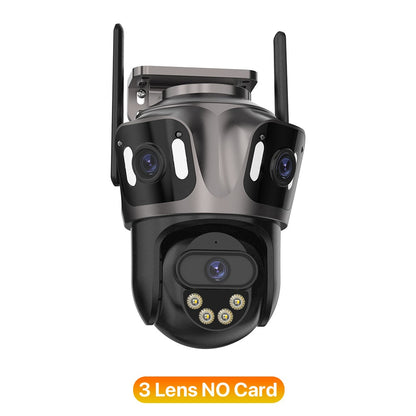 Câmera IP WIFI de Três Telas Externa 4K Lente Dupla Câmera PTZ Detecção Humana por IA Câmera de Segurança de Vídeo CCTV IP66 à Prova D'água iCsee