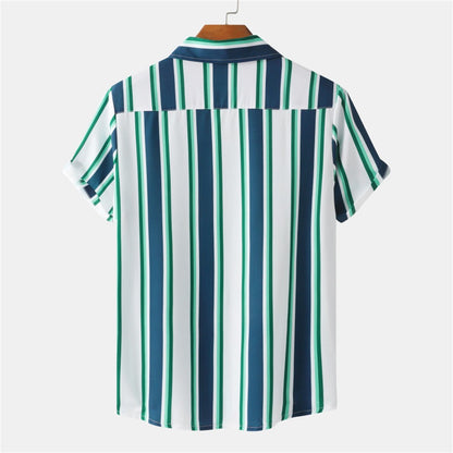 Summer Men Stripe Casual Shirts Hawaiian Beachwear Streetwear Fashion 3d Print Short Sleeve Holiday Imported Clothing Floral