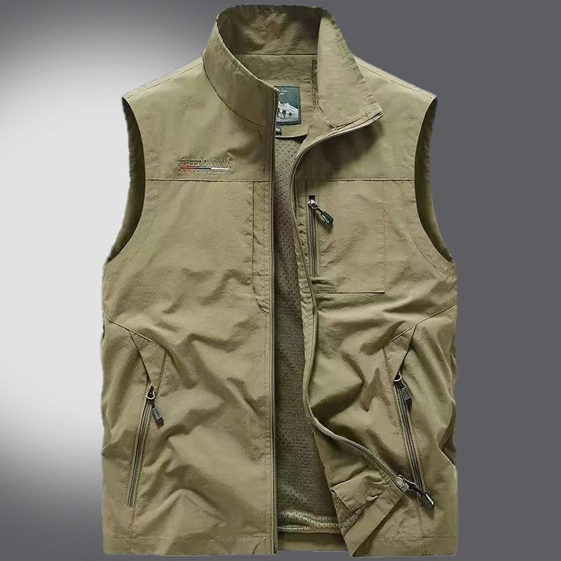 Colete Masculino Esportivo e Moderno, de Couro, para Lazer ao Ar Livre, de Alta Qualidade, Pesca, Corta-Vento, Quente, Confortável e Versátil, Respirável