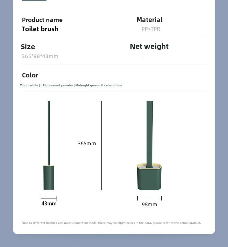 Toilet Brush Water Leak Proof With base Silicone Wc Flat Head Flexible Soft Bristles Brush with Quick Drying Holder Set