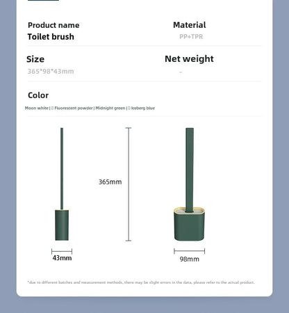 Toilet Brush Water Leak Proof With base Silicone Wc Flat Head Flexible Soft Bristles Brush with Quick Drying Holder Set