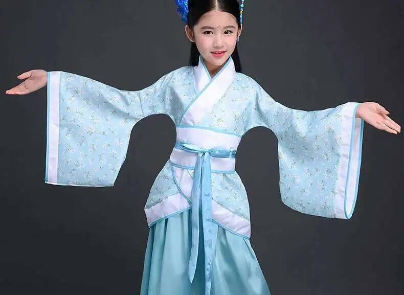 Hanfu Chinese Costume Girls Children Kimono Traditional Vintage Ethnic Fan Students Dance Halloween Japanese Yukata Kimono Style