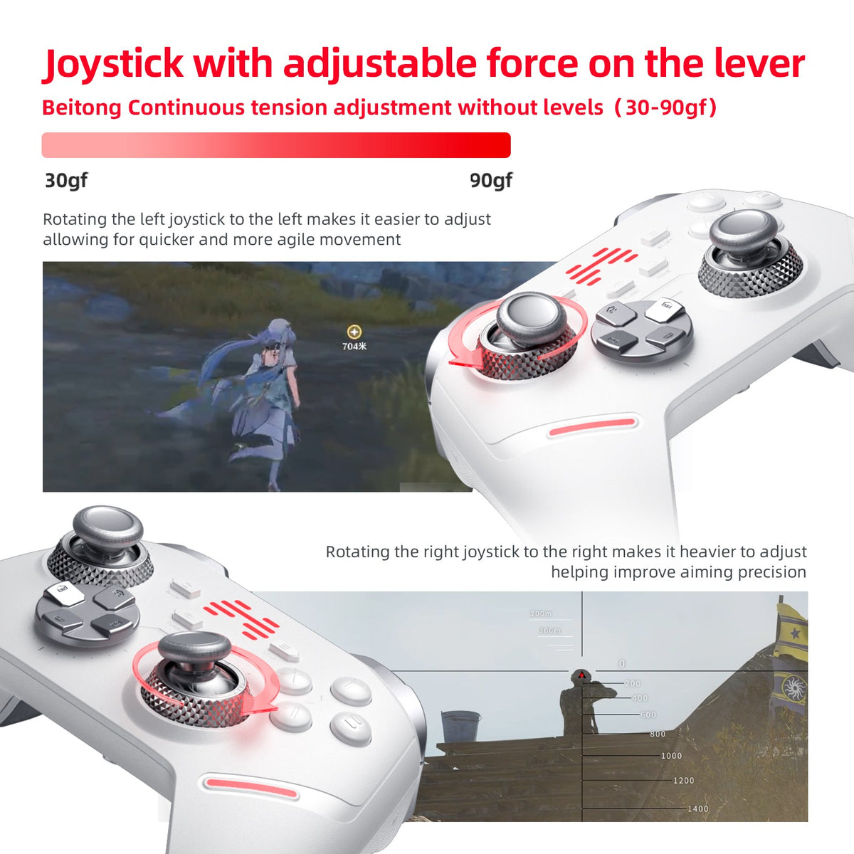 BEITONG KP40 Elite Wireless Controller for PC/Switch/iOS/Android/Steam, Adjustable TMR Joystick, 1000Hz Pro Gamepad