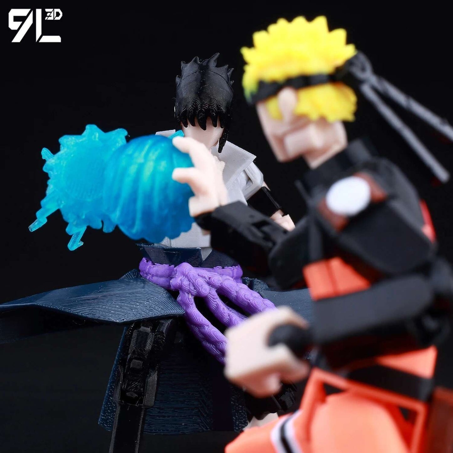 9L3D Lucky13 TITAN13 Rasengan Sasuke Uchiha 3D Figure - Susanoo & Fireball Jutsu Pose with Katana,Dummy13 T13 Anime Action Model