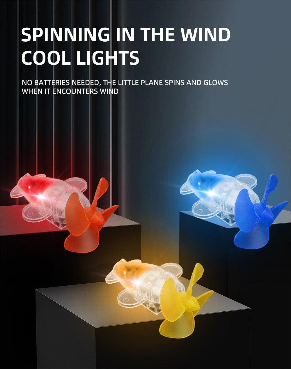 1x Mini Luzes Estroboscópicas para Aeronaves, Luz de Advertência de Posição em LED com Energia Eólica, Efeito Piscante, Acessórios para Carro, Moto, Bicicleta, Condução Segura