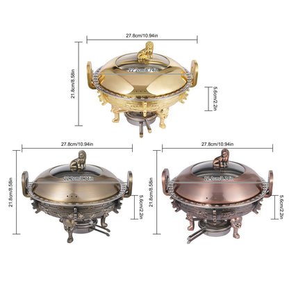 4PCS Chafing Dishes, Classical Round Chafing Buffet Set, Stainless Steel Chafers and Buffet Warmers Sets for Gatherings, Events