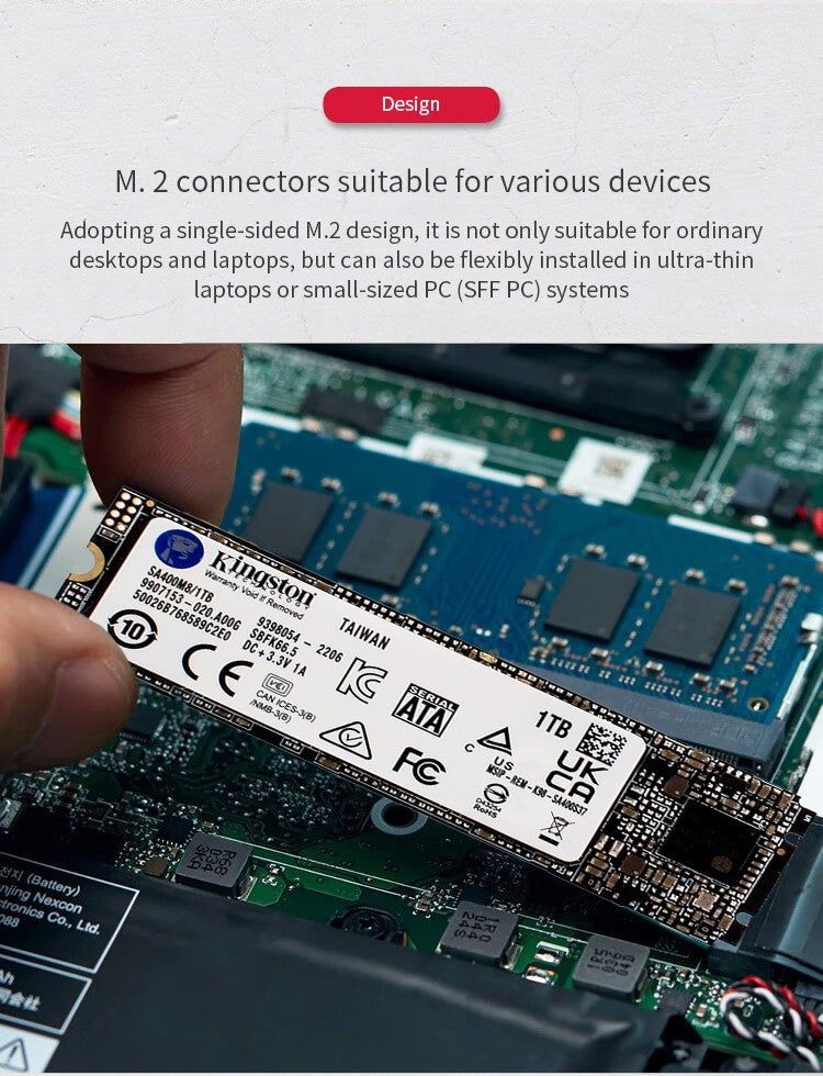 SSD M.2 2280 A400-NGFF Kingston Unidade de Estado Sólido Interna 120GB 240GB 480GB 1TB 2TB Alto Desempenho para Notebook e Desktop