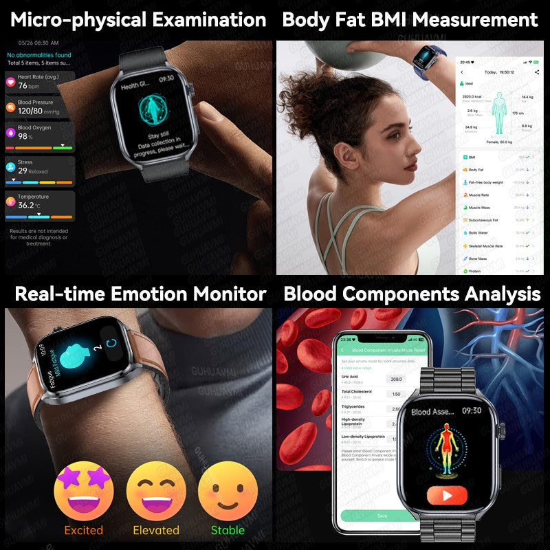 2025 Novo Smartwatch Masculino AI Diagosis ECG Saúde Pressão Arterial Lipídio Ácido Úrico AI-GPT Respostas Inteligentes Saúde Smartwatch Para Homens