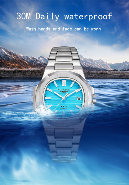 Men automatic watch business date mechanical watches waterproof stainless steel luminous luxury mens watch boyfriend gift