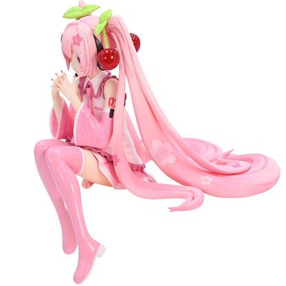 Boneca Anime Hatsune Miku em Vestido Rosa, action figure, brinquedo, PVC rosa cereja, decoração de cerejeira, presentes colecionáveis
