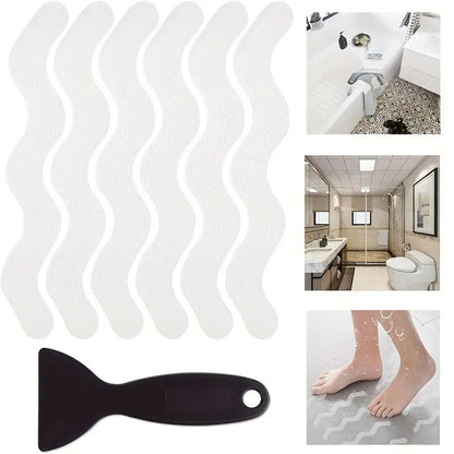 24 peças de tiras antiderrapantes coloridas em forma de S para chuveiro, banheira, escada, chão, fita de segurança, tapetes de banheiro, suprimentos de banho