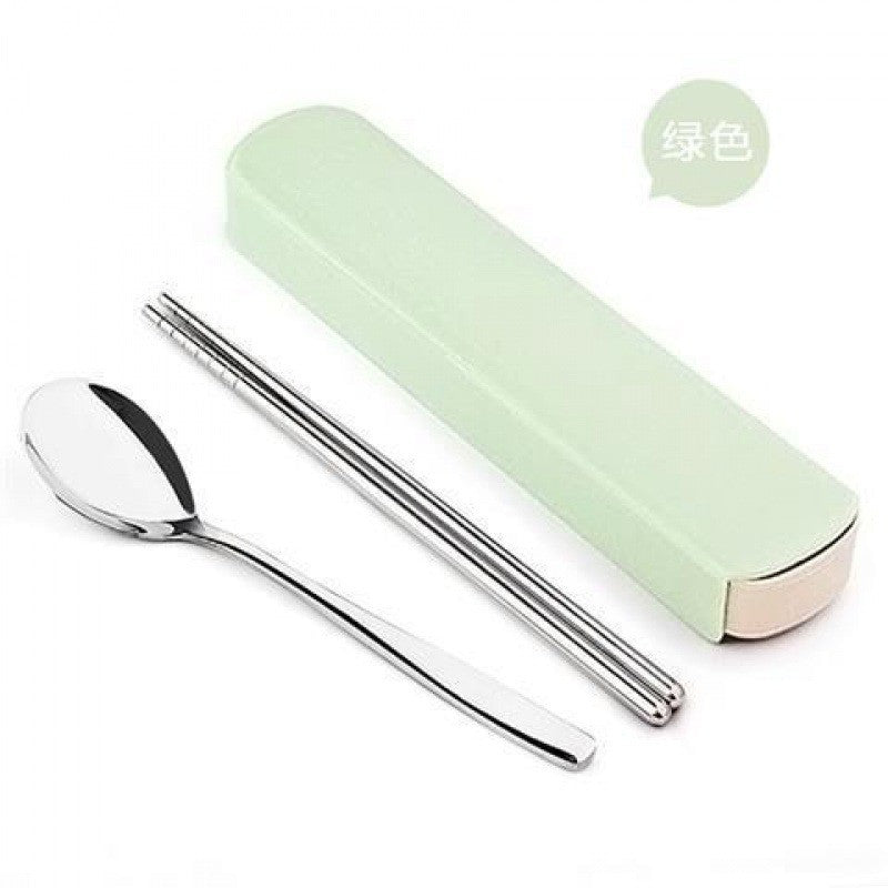 4Pcs/Set Stainless Steel Chopsticks Spoon Fork Steak Knife with Storage Case Travel Camping Cutlery Set Portable Tableware