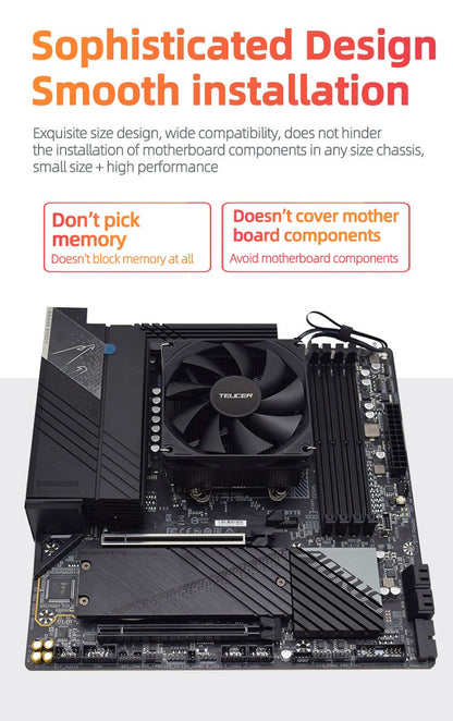 TEUCER UT45 Series CPU Cooler 45mm ITX Case Air Cooling Radiator with UT12015 FDB Fan for AM5 AM4 and LGA1700 1200 2011 for X99