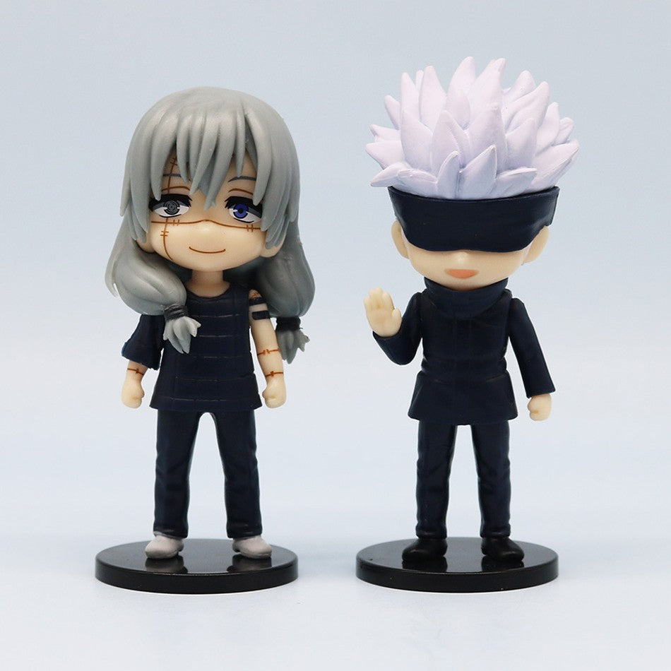 7 Peças/Pacote Q Posket Jujutsu Kaisen 9cm Boneco Satoru Gojo Itadori Yuji Geto Suguru Nobara Megumi Coleção Personagens Enfeites