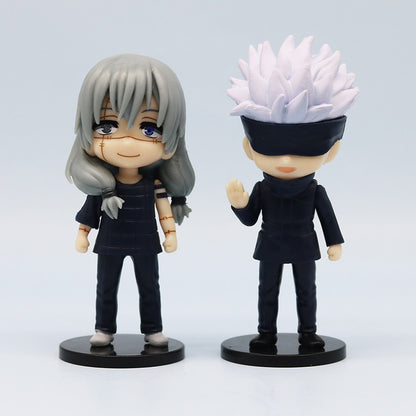 7 Peças/Pacote Q Posket Jujutsu Kaisen 9cm Boneco Satoru Gojo Itadori Yuji Geto Suguru Nobara Megumi Coleção Personagens Enfeites
