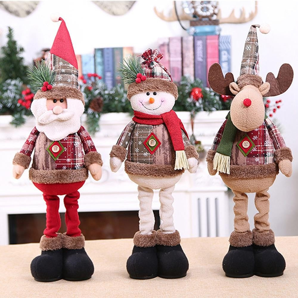 Christmas Dolls Tree Decor Standing Santa, Snowman and Reindeer Figurines  for Home Decor Birthday Gifts Merry Christmas