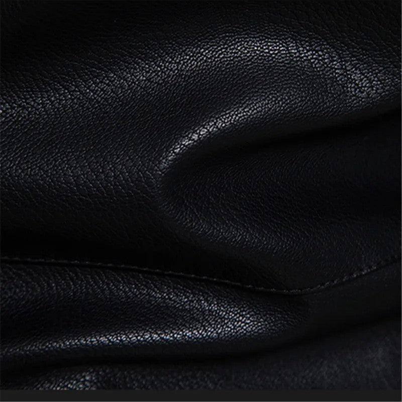 2025 PU Casual Leather Jacket Men Fleece Motorcycle Biker Slim Fit Outerwear Men Solid Stand Collar Leather Jackets