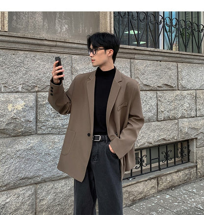 2024 Spring Summer Men Formal Blazers Men Korean Fashion Loose Casual Dress Jacket Men Harajuku Social Suit Jacket Clothing