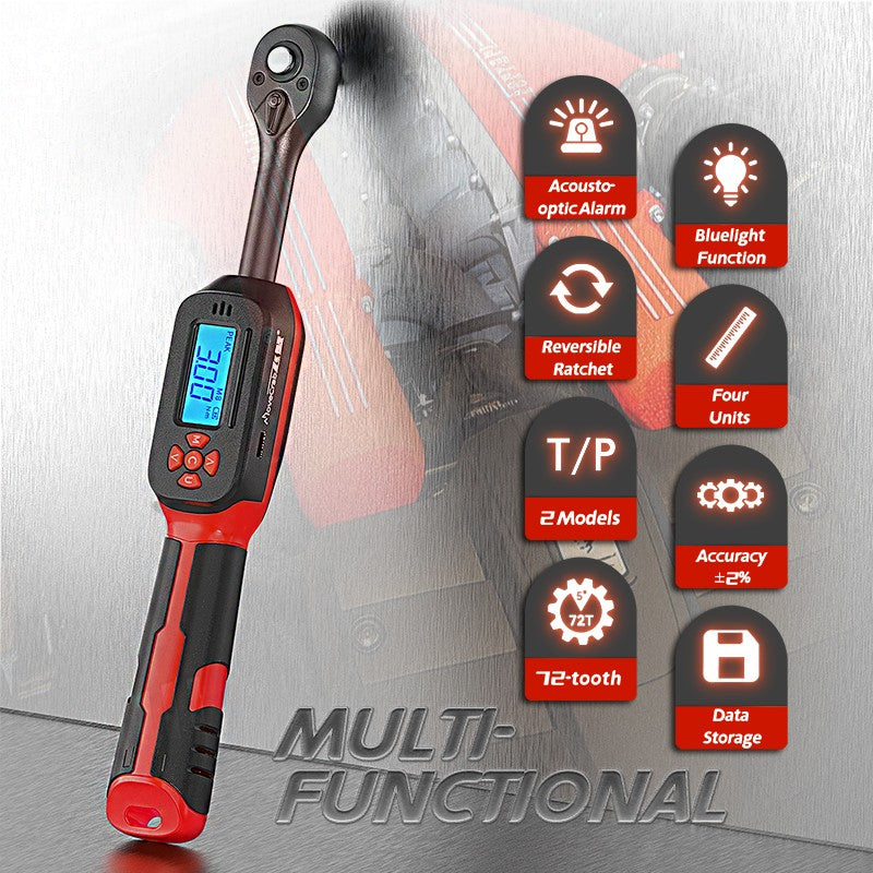 Chave de Torque Digital MoveCrab 0.6-340Nm ±2% Alta Precisão Catraca Bidirecional Alarme Sonoro e LED para Medição de Precisão