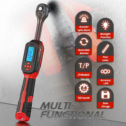 Chave de Torque Digital MoveCrab 0.6-340Nm ±2% Alta Precisão Catraca Bidirecional Alarme Sonoro e LED para Medição de Precisão