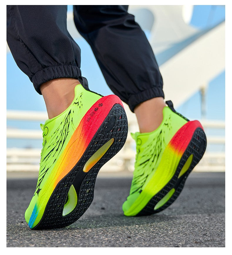 Fluorescence  Running Shoes Carbon Board Marathon Men Sports Lightweight Women's Comfortable Athletic Nonskid Sneakers Casual