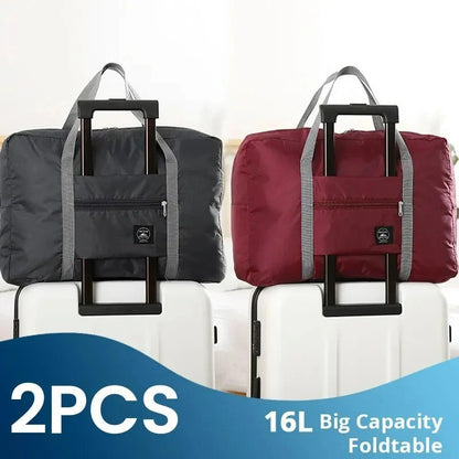 2 Pack Foldable Lightweight Travel Duffel Bag - Water Resistant Carry on Luggage for Overnight Hospital Gym Sports Tote