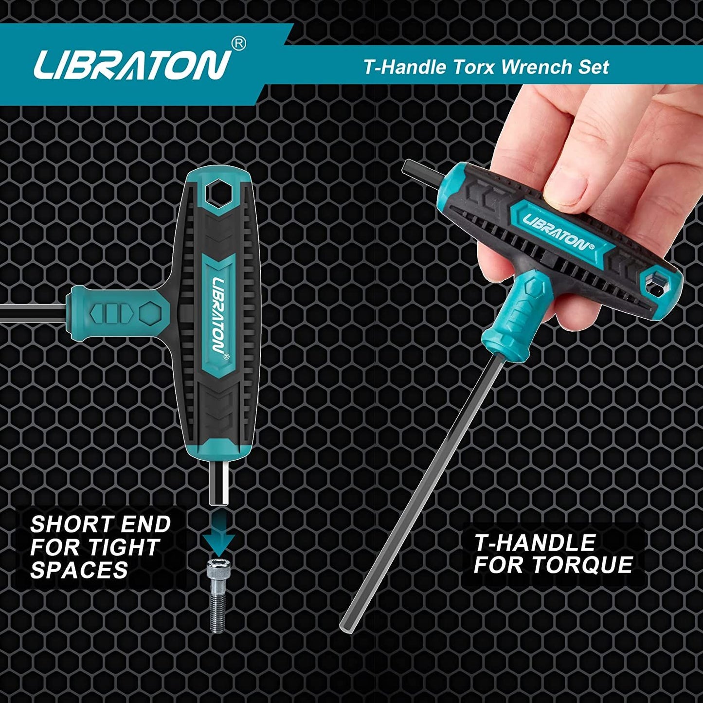 Libraton Jogo de Chaves Torx T com 7 Peças, Conjunto de Chaves T, Design de Ponta Dupla, T10-T40, Adequado para Parafusos Torx Ferramenta de Reparo de Carros e Bicicletas