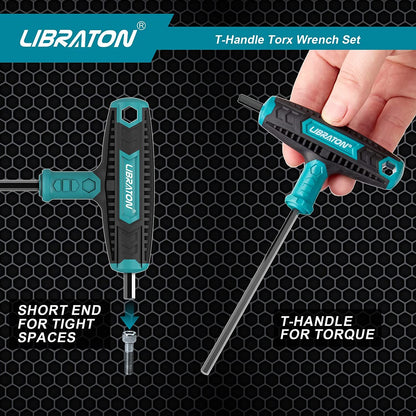 Libraton Jogo de Chaves Torx T com 7 Peças, Conjunto de Chaves T, Design de Ponta Dupla, T10-T40, Adequado para Parafusos Torx Ferramenta de Reparo de Carros e Bicicletas