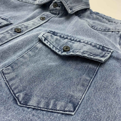 Heavy cargo denim shirt men May Khaki autumn do old retro loose casual plus size shirt coat