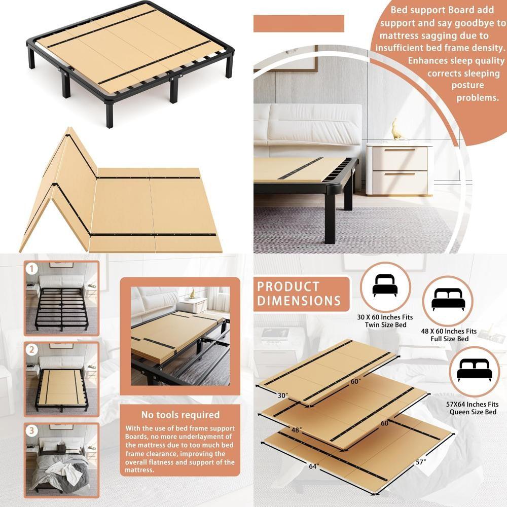 Folding Box Spring Twin Size Bed Support Slats with Bunkie Board for Enhanced Mattress Support