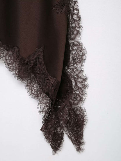 UNIZERA Women's Lace Asymmetrical Dress Sexy Suspender Summer 2025 New Temperament Fashionable