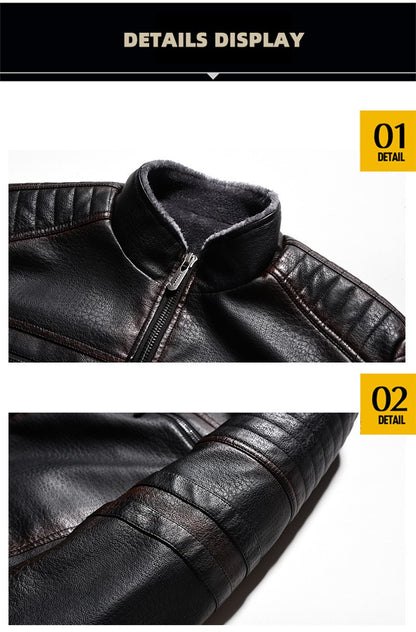 2024 Men Faux Leather Jacket High Quality Casual Zipper Fleece Warm Coats Winter Men Vintage Motorcycle Leather Jacket Men S-4Xl
