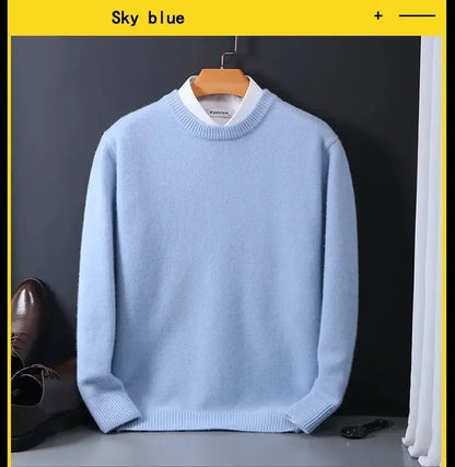 Men's Wool Cashmere Sweater O-Neck Pullovers Knitted Sweaters Autumn Winter Long Sleeve High-End Jumpers Tops Knitwear Male 3XL