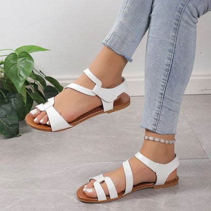 Women's Sandals Summer 2024 Flat Woman White Shoes Elegant Open Toe Beach Dress Flats for Women Outdoor Sandalias Plus Size 43