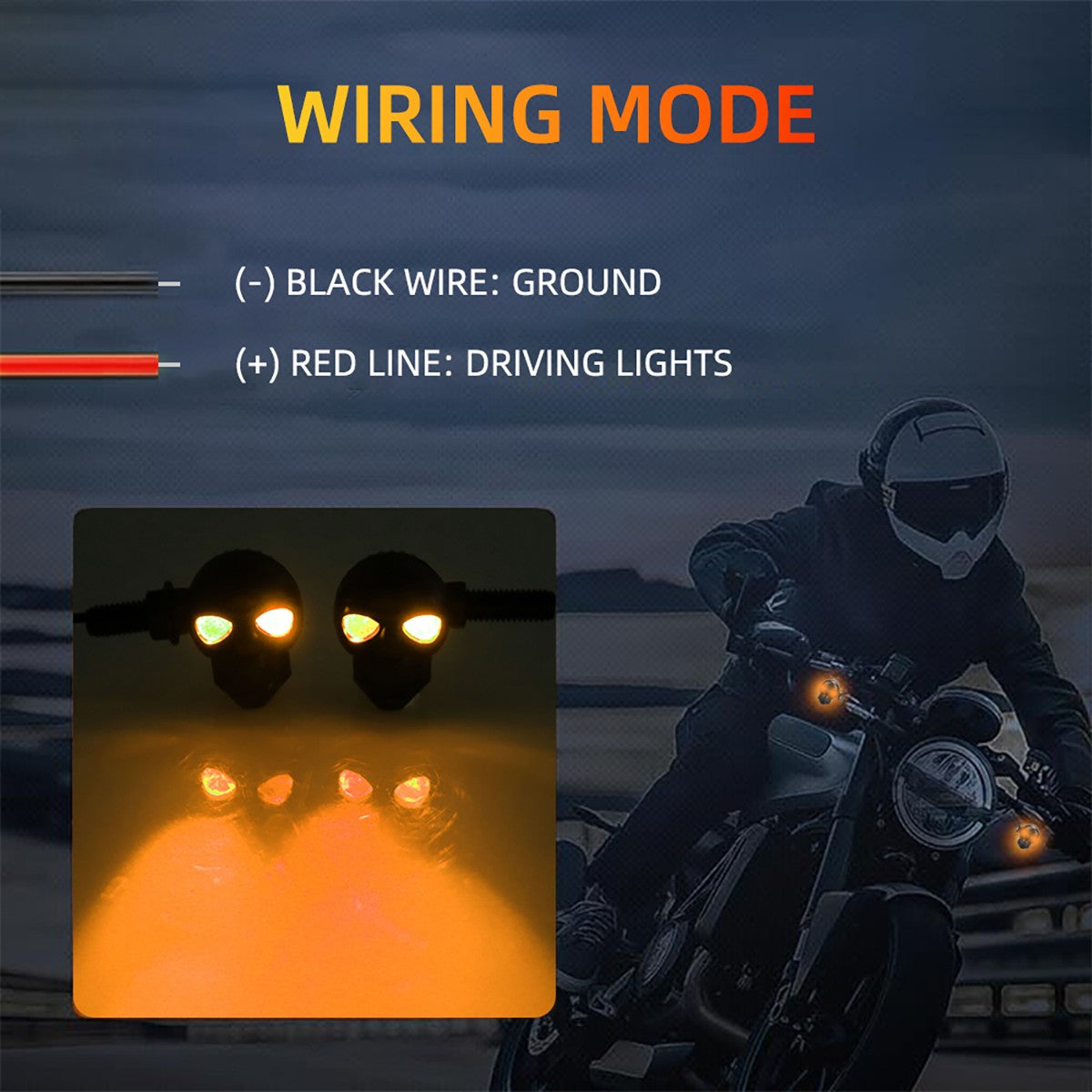 2x Mini Moto LED Luz de Seta Indicador de Seta em Formato de Caveira DRL Dianteiro Traseiro para Honda Yamaha Honda