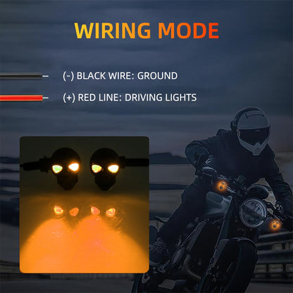 2x Mini Moto LED Luz de Seta Indicador de Seta em Formato de Caveira DRL Dianteiro Traseiro para Honda Yamaha Honda
