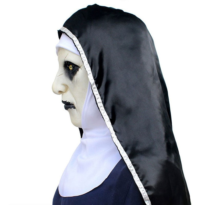 The Horror Scary Nun Latex Mask w/Headscarf Valak Cosplay for Halloween Costume