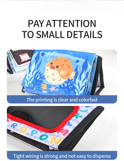 Livro de Pano Engraçado em Preto e Branco para Bebês Brinquedo Educacional Montessori para Crianças Recém-nascidos Brinquedos com Espelho para Tummy Time