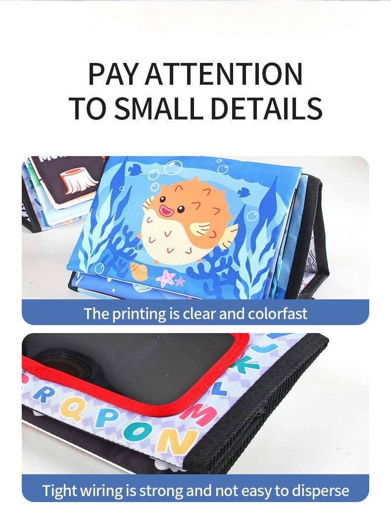 Livro de Pano Engraçado em Preto e Branco para Bebês Brinquedo Educacional Montessori para Crianças Recém-nascidos Brinquedos com Espelho para Tummy Time