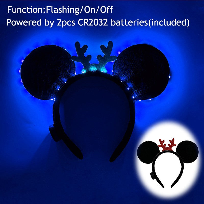 1/2pcs LED Glowing Neon Mouse Ears Headband Girls Festival Headbands Mickey Hairband Children Birthday Party Hair Accessories