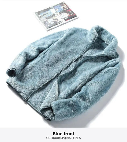 Thickened Fleece Jacket Women's Outdoor Spring Autumn Winter Double-Sided Sweatshirt Open Cardigan Polyester Fiber Stand Collar